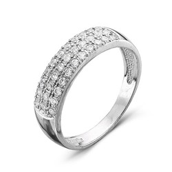 Серебряное кольцо  925 пробы с бесцветными фианитами - 011