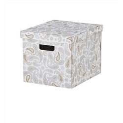 SMEKA СМЕКА коробка с крышкой, серый/ с рисунком, 33*38*30 см